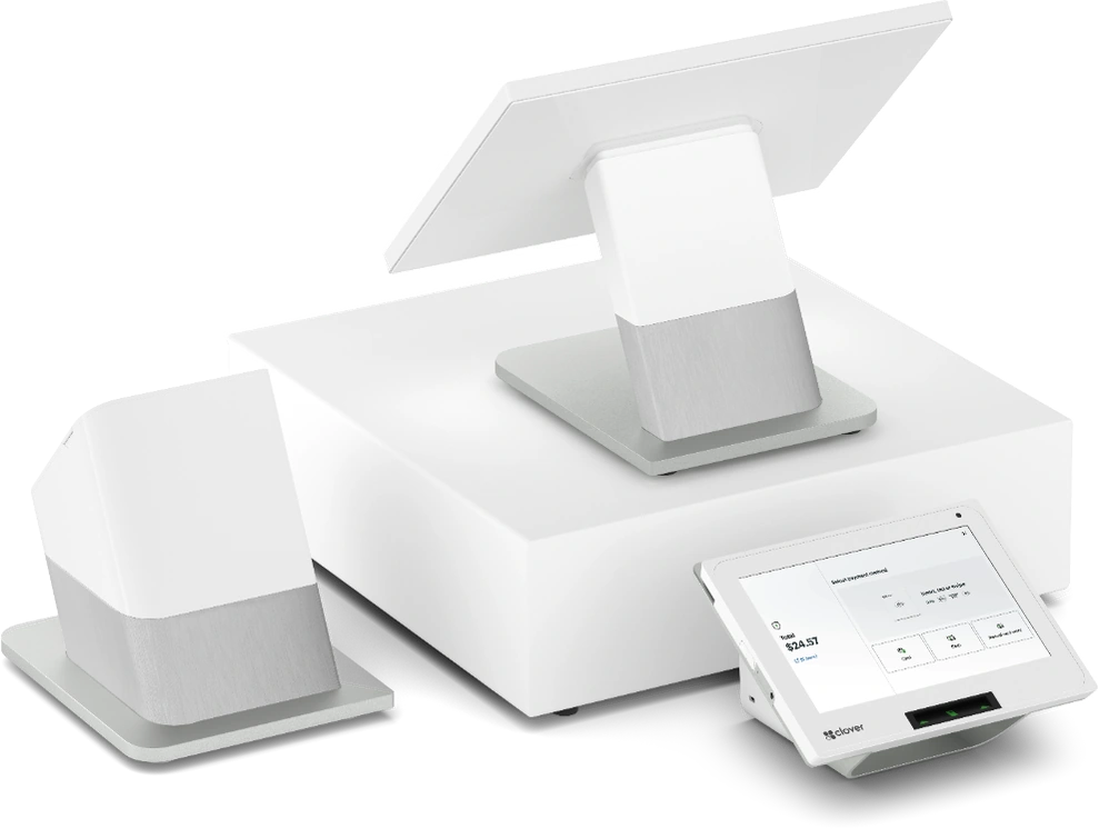 Clover Station Duo 2 point-of-sale system with merchant and customer displays